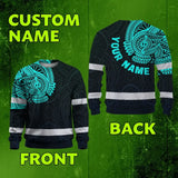 Hi Vis Long Sleeve Shirt Reflective Tapes Blue Neon Hawaii 2 Custom Name
