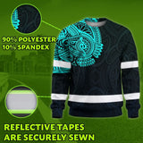 Hi Vis Long Sleeve Shirt Reflective Tapes Blue Neon Hawaii 2 Custom Name