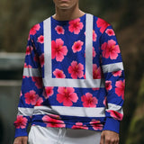 Hi Vis Long Sleeve Shirt Reflective Tapes Blue Neon Pink Flowers Custom Name