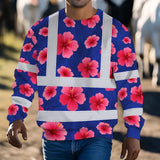 Hi Vis Long Sleeve Shirt Reflective Tapes Blue Neon Pink Flowers Custom Name