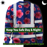 Hi Vis Long Sleeve Shirt Reflective Tapes Blue Neon Pink Flowers Custom Name