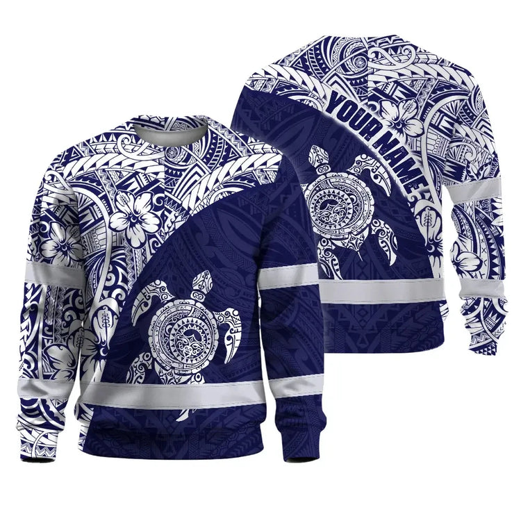 Blue White Turtle Hi-Vis Long Sleeve Shirt