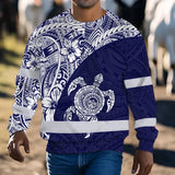 Hi Vis Long Sleeve Shirt Reflective Tapes Blue White Turtle Hawaiian Polynesian Tribal