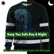 Gradient Blue Neon Hawaii Hi-Vis Long Sleeve Shirt