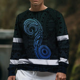 Hi Vis Long Sleeve Shirt Reflective Tapes Gradient Blue Neon Hawaii Custom Name