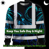 Hi Vis Long Sleeve Shirt Reflective Tapes Gradient Turtle Hawaiian Polynesian Tribal Custom Name