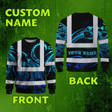Hi Vis Long Sleeve Shirt Reflective Tapes Gradient Turtle Hawaiian Polynesian Tribal Custom Name