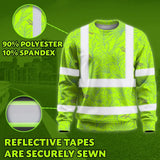 Hi Vis Long Sleeve Shirt Reflective Tapes Green Grey Flowers Custom Name Safety Workwear For Workers, Truckers, Operators