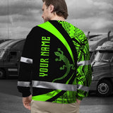 Hi Vis Long Sleeve Shirt Reflective Tapes Green Neon Hawaii Custom Name