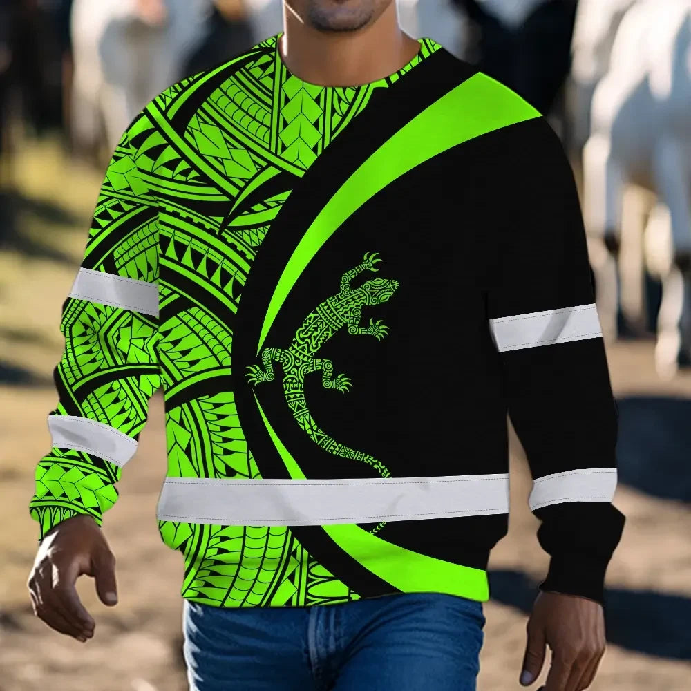 Hi Vis Long Sleeve Shirt Reflective Tapes Green Neon Hawaii Custom Name
