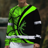 Hi Vis Long Sleeve Shirt Reflective Tapes Green Neon Hawaii Custom Name