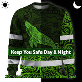 Hi Vis Long Sleeve Shirt Reflective Tapes Green Neon Hawaii Whale Custom Name