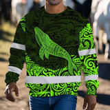 Hi Vis Long Sleeve Shirt Reflective Tapes Green Neon Hawaii Whale Custom Name