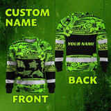 Hi Vis Long Sleeve Shirt Reflective Tapes Green Neon Hawaiian Polynesian Tribal