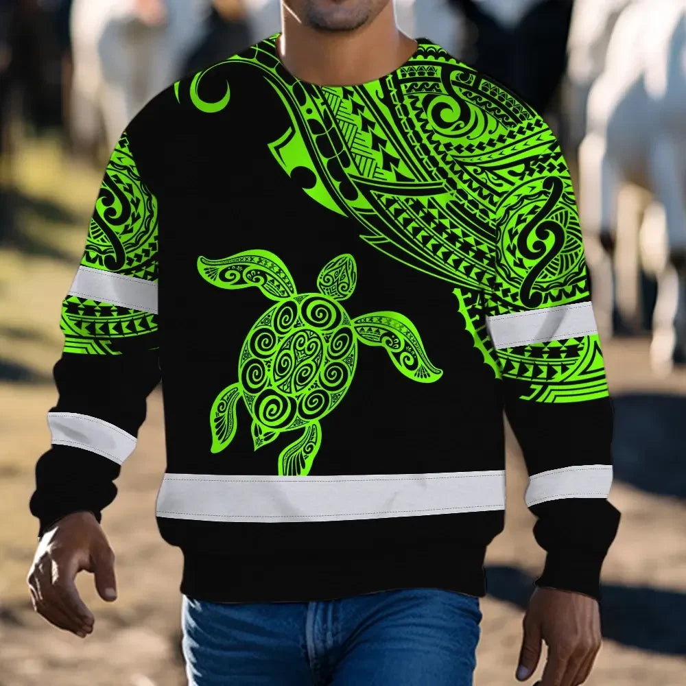 Hi Vis Long Sleeve Shirt Reflective Tapes Green Neon Turtle Hawaii Custom Name