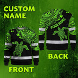 Hi Vis Long Sleeve Shirt Reflective Tapes Green Neon Turtle Hawaii Custom Name