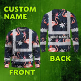 Hi Vis Long Sleeve Shirt Reflective Tapes Hawaii Flamingo 2 Custom Name Safety Workwear For Workers, Truckers, Operators