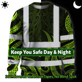 Hi Vis Long Sleeve Shirt Reflective Tapes Hawaiian Polynesian Tribal Custom Name