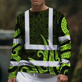 Hi Vis Long Sleeve Shirt Reflective Tapes Hawaiian Polynesian Tribal Custom Name