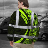 Hi Vis Long Sleeve Shirt Reflective Tapes Hawaiian Polynesian Tribal