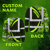 Hi Vis Long Sleeve Shirt Reflective Tapes Hawaiian Polynesian Tribal