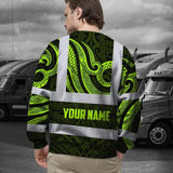 Hi Vis Long Sleeve Shirt Reflective Tapes Hawaiian Polynesian Tribal Custom Name