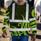 Hi Vis Long Sleeve Shirt Reflective Tapes Hawaiian Polynesian Tribal Custom Name