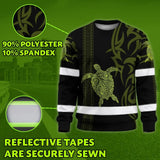 Hi Vis Long Sleeve Shirt Reflective Tapes Lime Neon Hawaiian Polynesian Tribal Custom Name