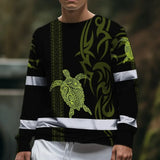 Hi Vis Long Sleeve Shirt Reflective Tapes Lime Neon Hawaiian Polynesian Tribal Custom Name