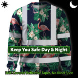 Hi Vis Long Sleeve Shirt Reflective Tapes Neon Pink Flowers 2 Custom Name