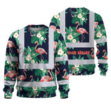 Hi Vis Long Sleeve Shirt Reflective Tapes Neon Pink Flowers 2 Custom Name