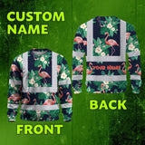 Hi Vis Long Sleeve Shirt Reflective Tapes Neon Pink Flowers 2 Custom Name
