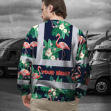 Hi Vis Long Sleeve Shirt Reflective Tapes Neon Pink Flowers 2 Custom Name