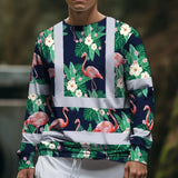 Hi Vis Long Sleeve Shirt Reflective Tapes Neon Pink Flowers 2 Custom Name