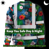 Hi Vis Long Sleeve Shirt Reflective Tapes Neon Pink Flowers Custom Name
