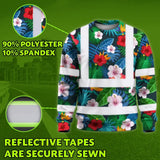 Hi Vis Long Sleeve Shirt Reflective Tapes Neon Pink Flowers Custom Name