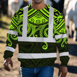 Hi Vis Long Sleeve Shirt Reflective Tapes Octopus Hawaiian Polynesian Tribal Custom Name