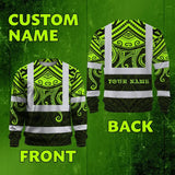 Hi Vis Long Sleeve Shirt Reflective Tapes Octopus Hawaiian Polynesian Tribal Custom Name