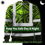 Hi Vis Long Sleeve Shirt Reflective Tapes Octopus Hawaiian Polynesian Tribal Custom Name