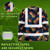 Hi Vis Long Sleeve Shirt Reflective Tapes Orange Neon And Dark Blue Custom Name Safety Workwear For Workers, Truckers, Operators