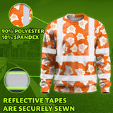 Hi Vis Long Sleeve Shirt Reflective Tapes Orange Neon Flowers 2 Custom Name