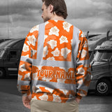 Hi Vis Long Sleeve Shirt Reflective Tapes Orange Neon Flowers 2 Custom Name