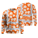 Hi Vis Long Sleeve Shirt Reflective Tapes Orange Neon Flowers 2 Custom Name