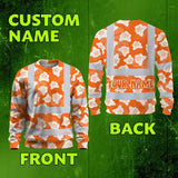 Hi Vis Long Sleeve Shirt Reflective Tapes Orange Neon Flowers 2 Custom Name