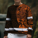 Hi Vis Long Sleeve Shirt Reflective Tapes Orange Neon Hawaiian Polynesian Tribal Custom Name