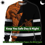 Hi Vis Long Sleeve Shirt Reflective Tapes Orange Neon Turtle Hawaii Custom Name