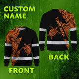 Hi Vis Long Sleeve Shirt Reflective Tapes Orange Neon Turtle Hawaii Custom Name