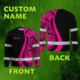 Hi Vis Long Sleeve Shirt Reflective Tapes Pink Neon Hawaii Custom Name