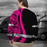 Hi Vis Long Sleeve Shirt Reflective Tapes Pink Neon Hawaii Custom Name