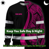 Hi Vis Long Sleeve Shirt Reflective Tapes Pink Neon Hawaii Custom Name